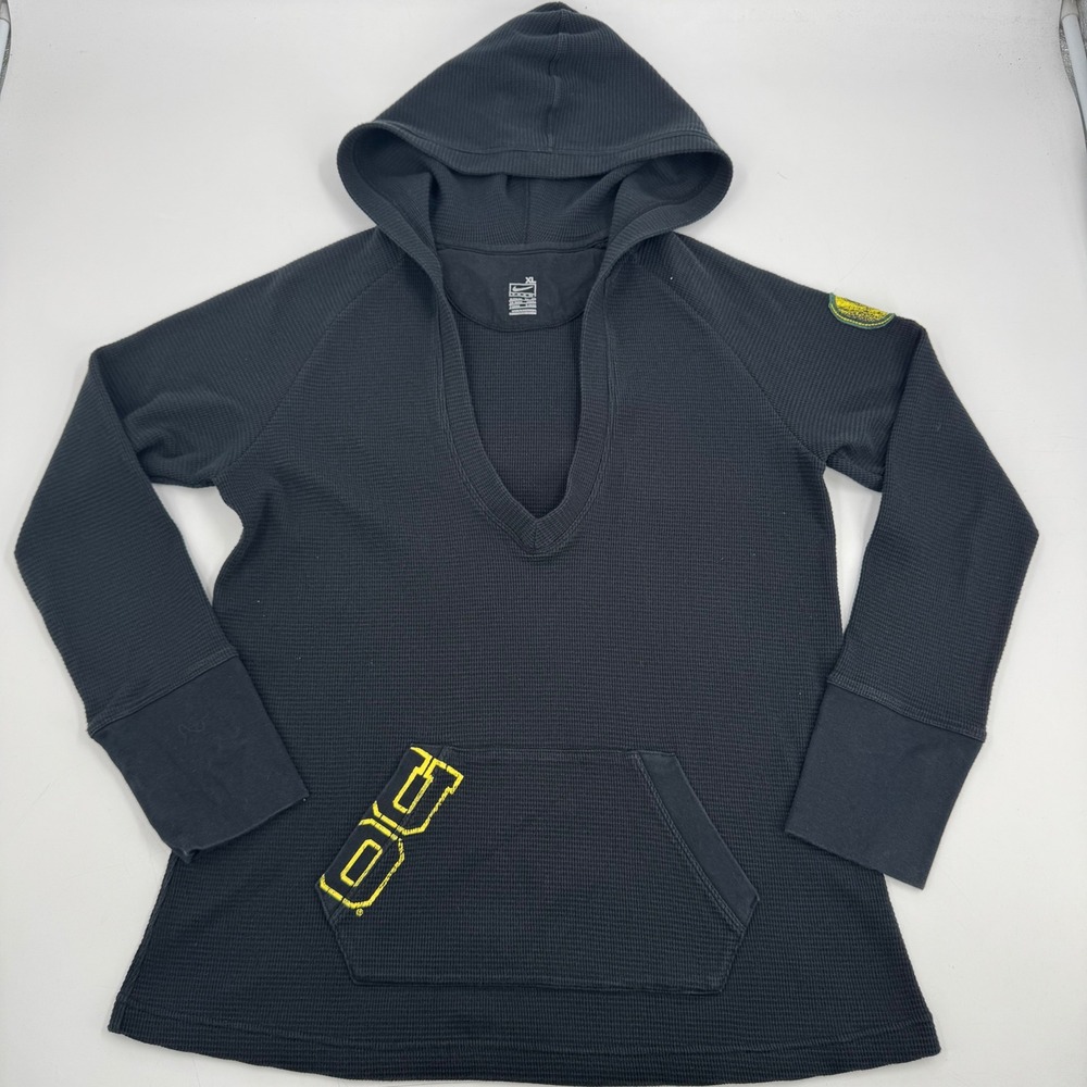 Nike‎ Oregon Ducks Waffle Knit V Neck Hoodie XL Yellow Logo Y2K